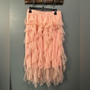 Light Pink Tiered Tulle Mesh Skirt Size XL